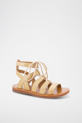 Sandálias romanas em couro Plagette Guily Strap - Nude