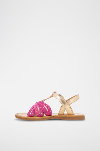 Sandálias em couro Plagette Wheat - Rosa