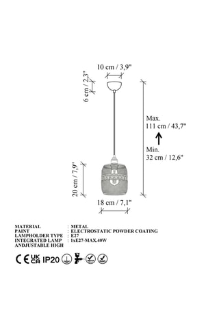 Lampadario Berk - Nero - 40 W