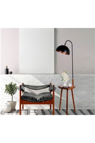 Candeeiro de pé - Preto e natural - 60 W
