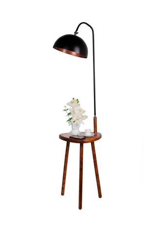 Candeeiro de pé - Preto e natural - 60 W