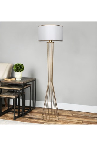 Candeeiro de pé AYD-3077 Branco e dourado