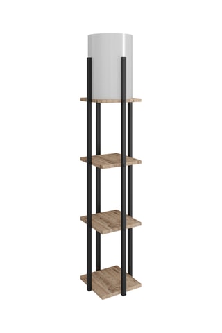 Candeeiro de pé Nora SRC - Preto e imitação de madeira - 60 W