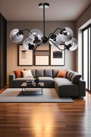 Candeeiro suspenso - Cinzento - 6 x 40 W
