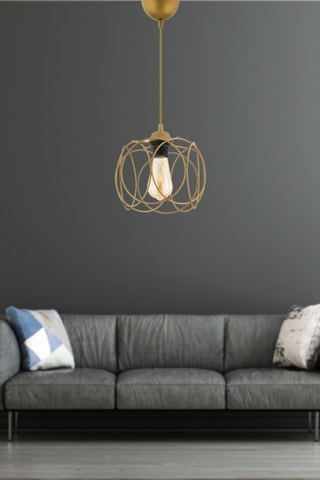 Candeeiro de suspensão Kruhovy - dourado e preto - 60 W