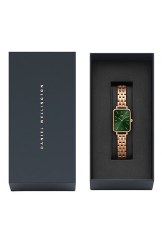 Stalen Quartz Horloge - Roségoudkleurig en groen