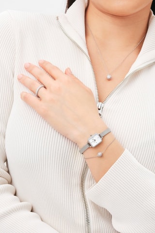 Stalen Quartz Horloge Zilverkleurig en Wit