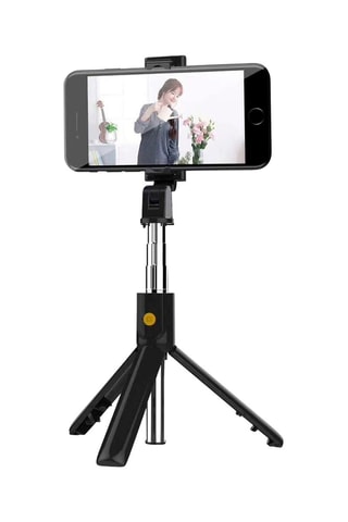 Mini pau de selfie Bluetooth rotativa 270° com tripé integrado - Preto