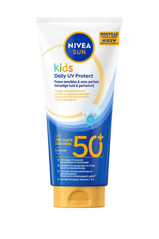 Creme proteção solar Nivea Sun leite hidrata SPF 50+ Peles de crianças - 100 ml