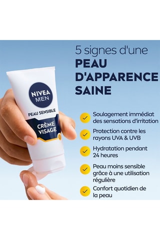 Creme facial hidratante e proteção solar SPF15 Homem - Peles sensíveis - 75 ml