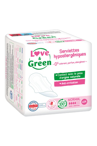 14 serviettes hypoallergéniques Normal - Flux légers à moyens