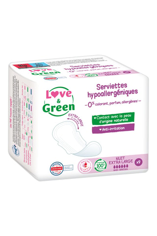 9 serviettes hypoallergéniques Maxi Extra-Large - Flux moyens à abondants