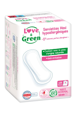 16 serviettes hypoallergénique Maxi Normal - Flux légers à modérés