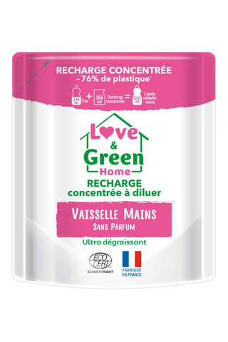 Recharge concentrée à diluer liquide vaisselle sans parfum - 166 ml