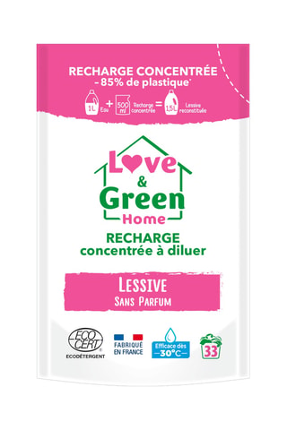 Recharge concentrée à diluer lessive sans parfum - 33 lavages - 500 ml