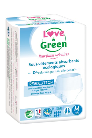 8 sous-vêtements absorbans écologiques Plus Nuit - Fuites urinaires abondantes