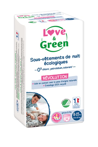 12 sous-vêtements de nuit écologiques - T8-15 ans (27 à 57 kg)