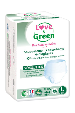 8 sous-vêtements absorbans écologiques Plus Nuit - Flux urinaires abondantes