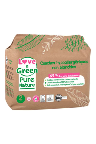 35 couches hypoallergéniques non blanchies - T2 (3 à 6 kg)