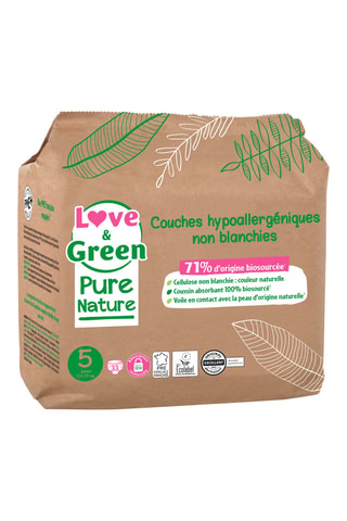 33 couches hypoallergéniques non blanchies - T5 (11 à 25 kg)