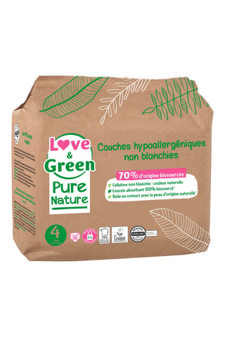 38 couches hypoallergéniques non blanchies - T4 (7 à 14 kg)