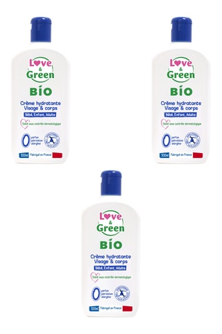3 x Crème hydratante visage et corps bio - Tous types de peaux - 500 ml