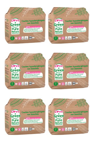 6 x 35 couches hypoallergéniques non blanchies - T2 (3 à 6 kg)