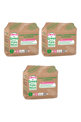 3 x 33 couches hypoallergéniques non blanchies - T5 (11 à 25 kg)