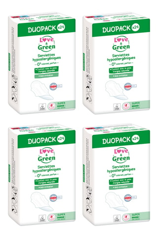 4 x 24 serviettes hygiénique hypoallergéniques Super - Flux moyens à abondants