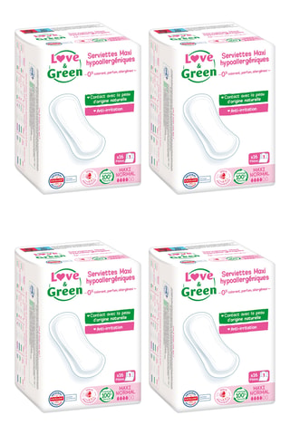 4 x 16 serviettes hypoallergéniques Maxi Normal - Flux légers à modérés