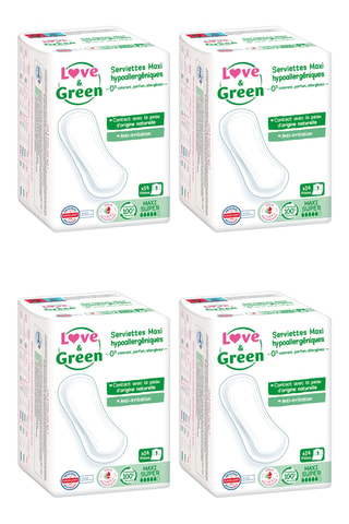 4 x 14 serviettes hypoallergéniques Maxi Super - Flux modérés à abondants