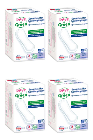 4 x 12 serviettes hypoallergéniques Maxi Nuit - Flux abondants