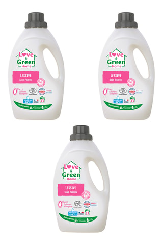 3 x Lessive rechargeable sans parfum - 33 lavages - 1,5 l