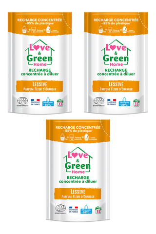 3 x Recharge concentrée à diluer lessive parfumée - Fleur d'Oranger - 33 lavages - 500 ml