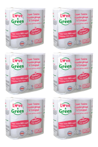 6 x 4 rouleaux de papier toilette recyclé triple épaisseur