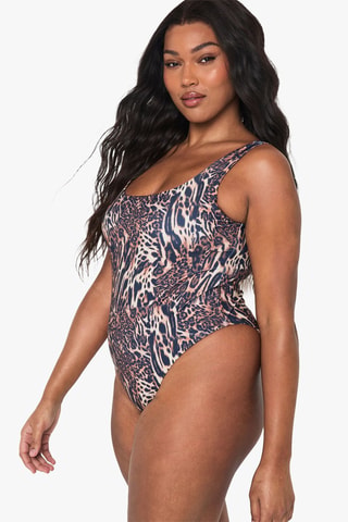 Maillot 1 pièce - Bleu foncé et beige