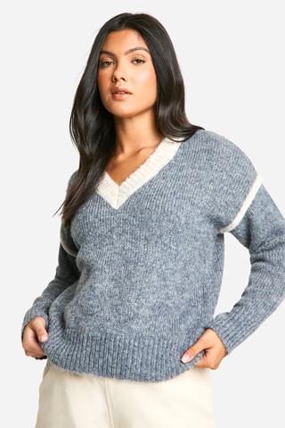 Pull - Gris chiné et blanc