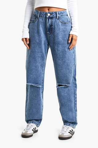 Jean mom taille haute - Bleu