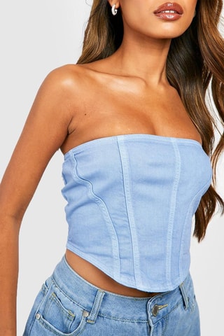 Top bustier en jean - Ciel