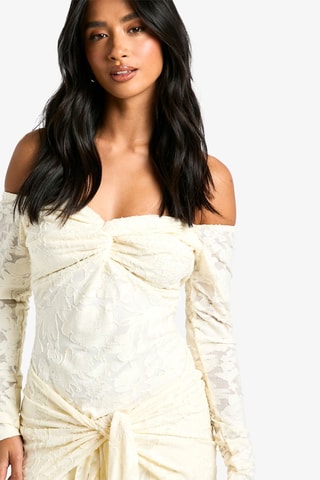 Robe droite en dentelle - Ivoire