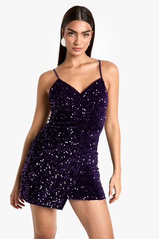 Robe fourreau en velours - Violet