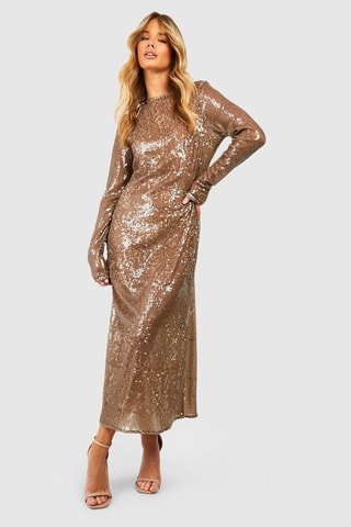 Robe midi - Marron clair