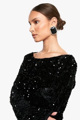 Robe patineuse en velours - Noir