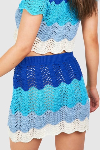 Jupe droite taille haute - Bleu
