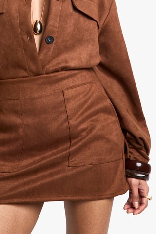 Minijupe taille haute - Marron