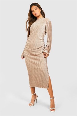 Robe midi en velours - Doré