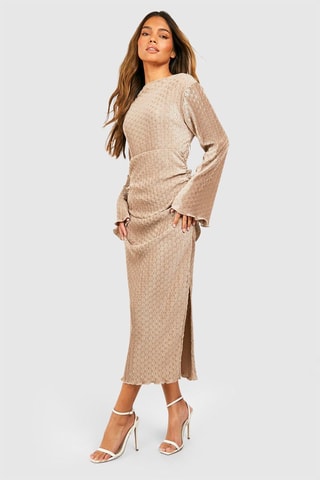 Robe midi en velours - Doré