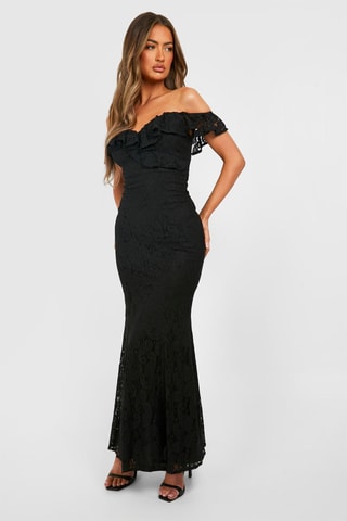 Robe longue en dentelle - Noir