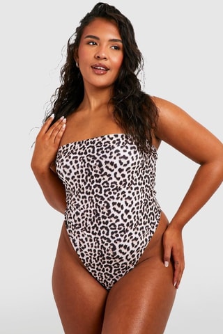 Maillot 1 pièce bustier réversible - Marron et blanc