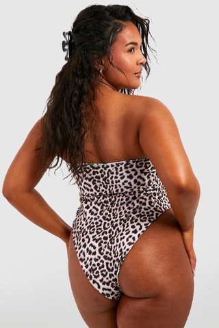 Maillot 1 pièce bustier réversible - Marron et blanc